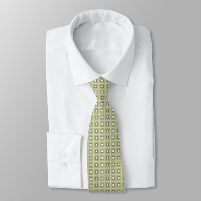 Squares In Squares - Olive Grey White Tie (Tied)