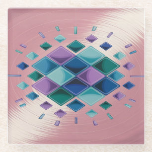 Squares Metallic Pink Glass Coaster