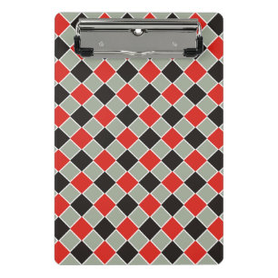Squares Pattern black red white + your backgr. Mini Clipboard