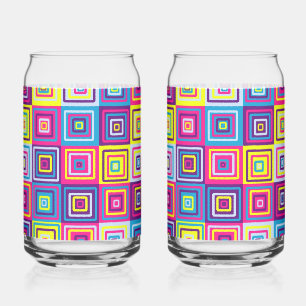 Squares Pattern Can Glass