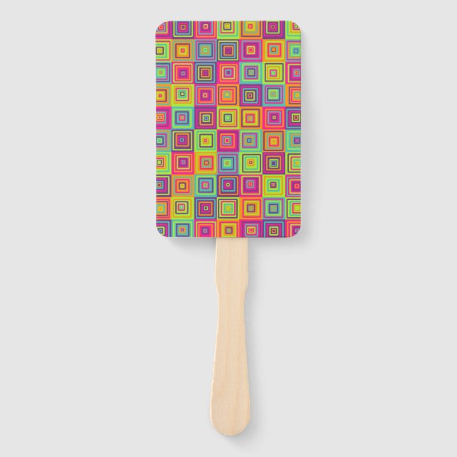 Squares Pattern Hand Fan (Front)
