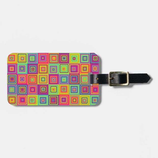Squares Pattern Luggage Tag (Front Horizontal)