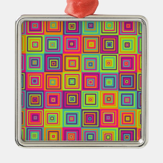 Squares Pattern Metal Ornament (Front)