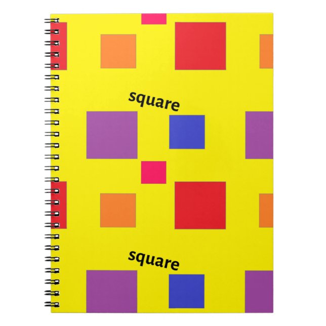 Squares pattern on yellow notebook (Front)