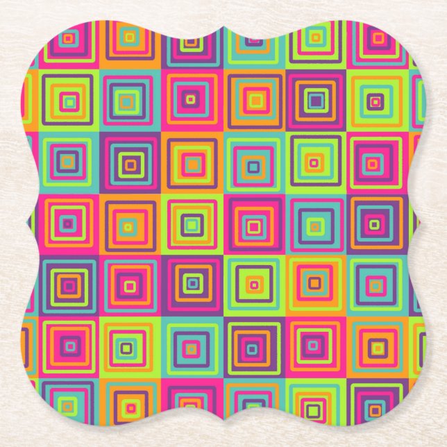 Squares Pattern Paper Coaster (Front)