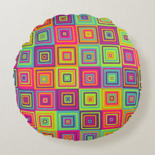 Squares Pattern Round Cushion