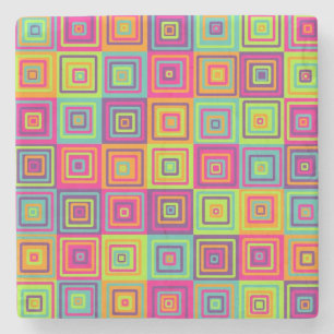 Squares Pattern Stone Coaster