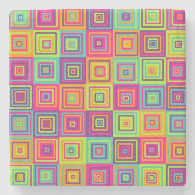 Squares Pattern Stone Coaster (Front)