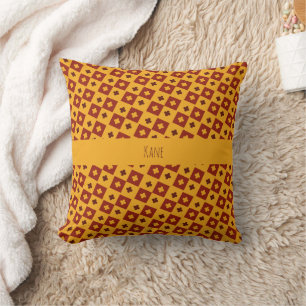 Squares & Plus Brown Yellow Minimal Pattern Cushion