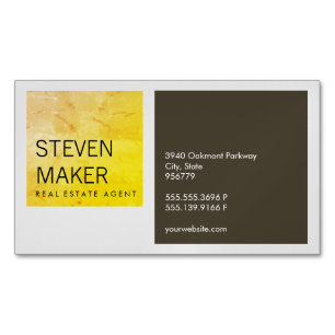 Squares Simple / Grungy Yellow / Brown Magnetic Business Card