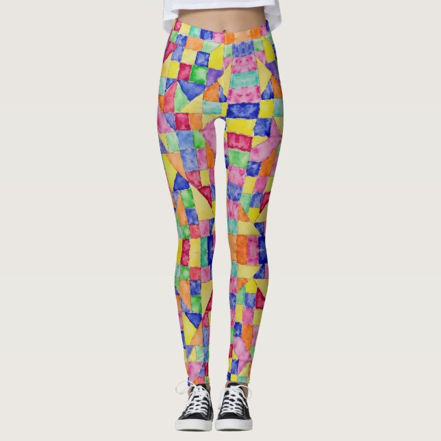 Squares, Triangles, Diamonds Seamless Pattern Leggings (Front)