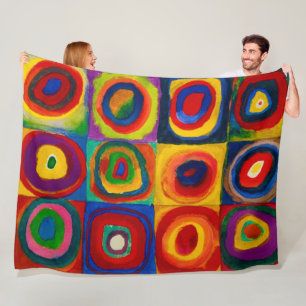 Squares with Circles, Abstract, Wassily Kandinsky Fleece Blanket