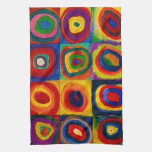 Squares with Circles, Abstract, Wassily Kandinsky Tea Towel