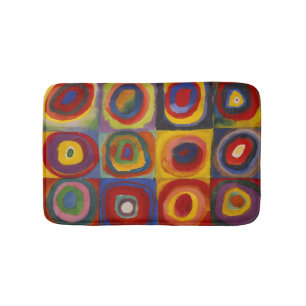 Squares With Concentric Circles Bath Mat