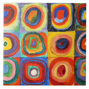 Squares with Concentric Circles by Kandinsky Ceramic Tile