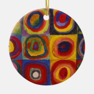 Squares With Concentric Circles Ceramic Ornament
