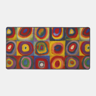 Squares With Concentric Circles Desk Mat