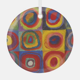 Squares With Concentric Circles Glass Tree Decoration