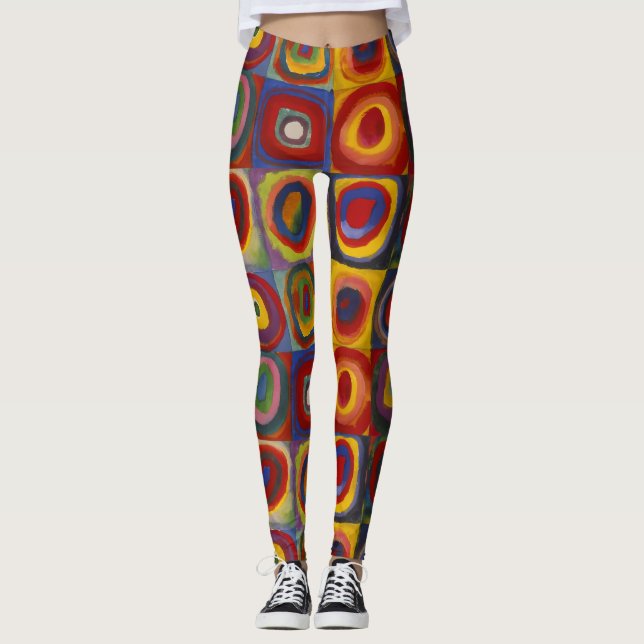 Squares With Concentric Circles Leggings (Front)
