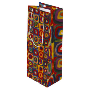 Squares With Concentric Circles Wine Gift Bag