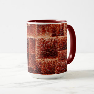Squares with dark and light red wall texture mug