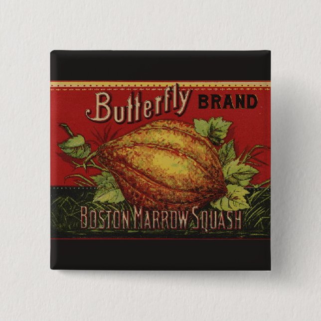 Squash Antique Vegetable Label Can 15 Cm Square Badge (Front)