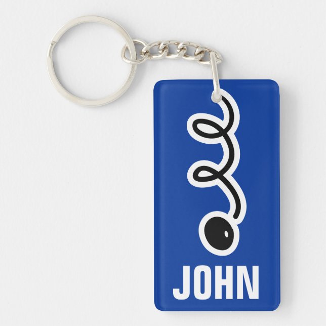 Squash ball keychain with personalised name (Front)