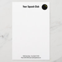 Squash club stationery with yellow dots ball logo