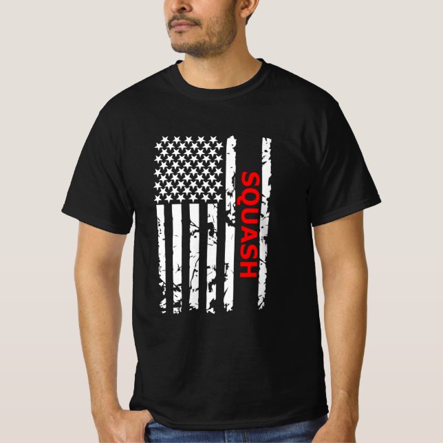 Squash Cool USA Flag Graphic Design T-Shirt (Front)
