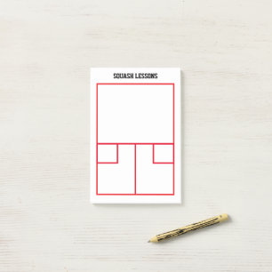 Squash court lines top view custom post-it notes