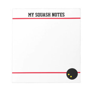 Squash court notepad with double yellow dot ball