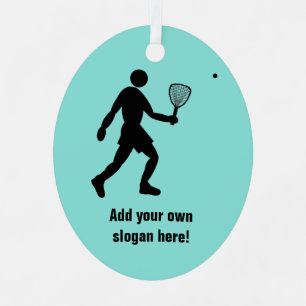 Squash or Racquetball Player and your text Metal Tree Decoration