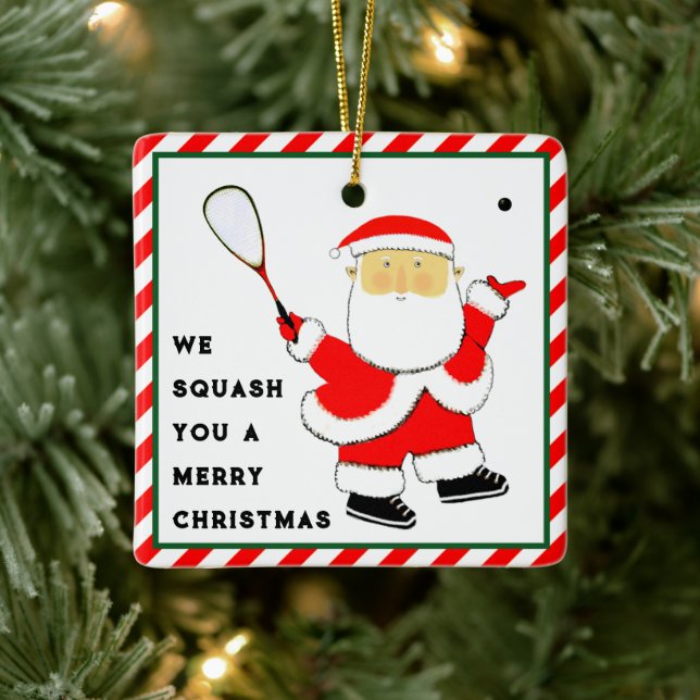 Squash Player Christmas Collectable Ceramic Ornament (Tree)