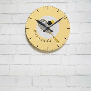 Squash Player Coach Racketball Custom Name Round Clock