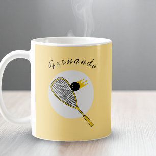 Squash Player Coach Racketball Custom Name Sport   Coffee Mug