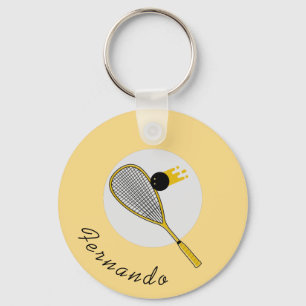 Squash Player Coach Racketball Custom Name Sport Key Ring
