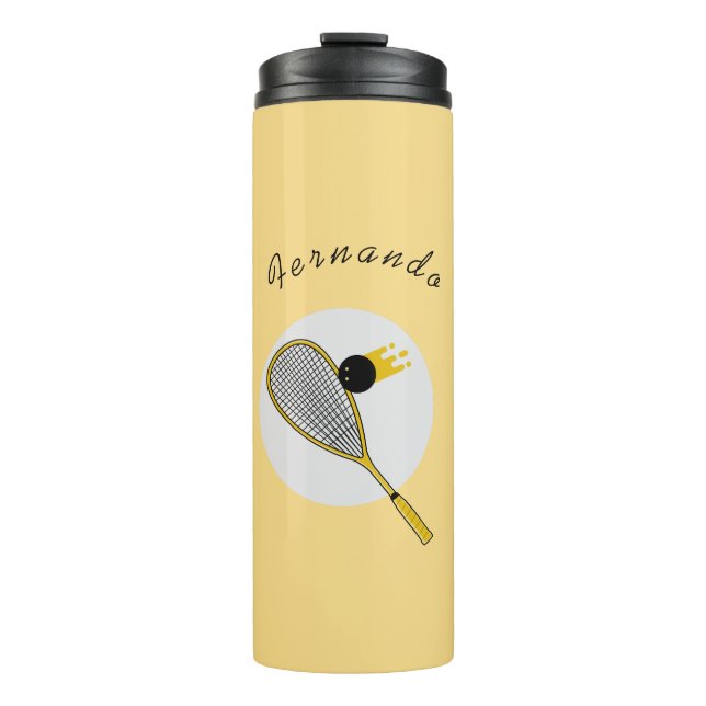 Squash Player Coach Racketball Custom Name Sport   Thermal Tumbler (Front)