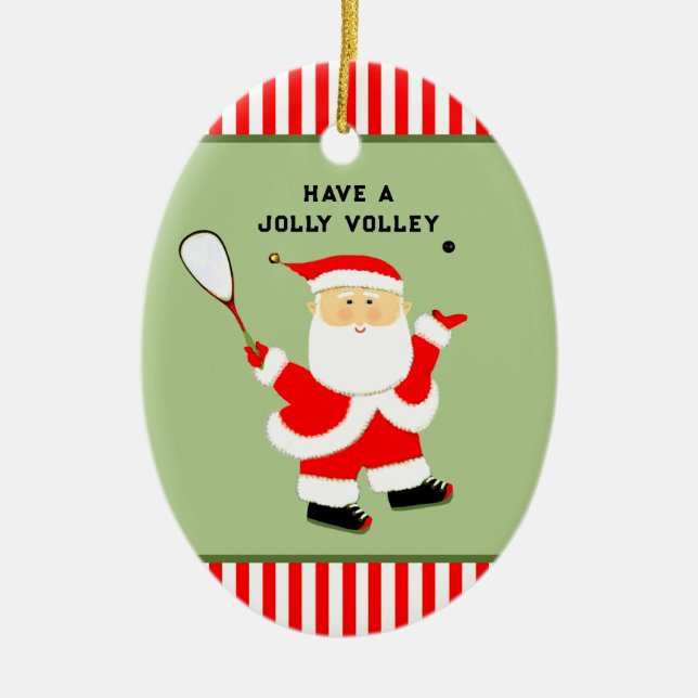 Squash Player Collectible Ceramic Ornament (Front)