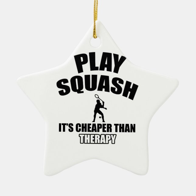 Squash player designs ceramic ornament (Front)