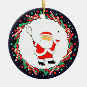 Squash Player Holiday Gift Ceramic Ornament
