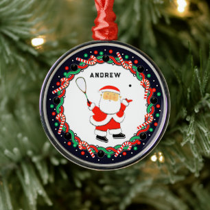 Squash Player Holiday Gift Metal Ornament