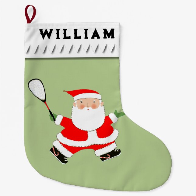 Squash Player Large Christmas Stocking (Front)