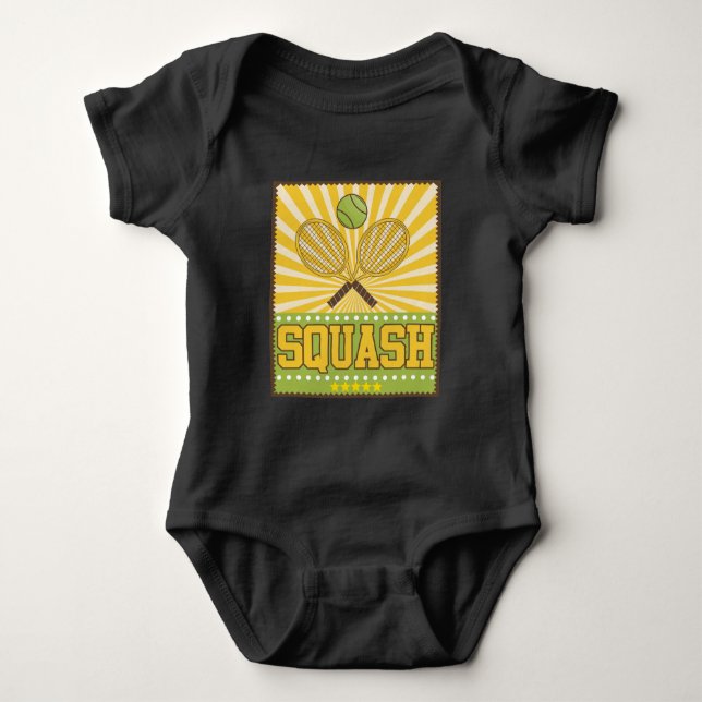 Squash Player Racket Sport Athletes Team Coach Baby Bodysuit (Front)