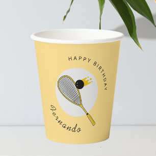 Squash Racket & Ball Birthday Paper Cups