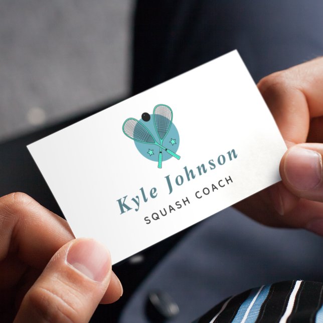 Squash Racquetball Coach Sports Instructor Teacher Business Card (Creator Uploaded)