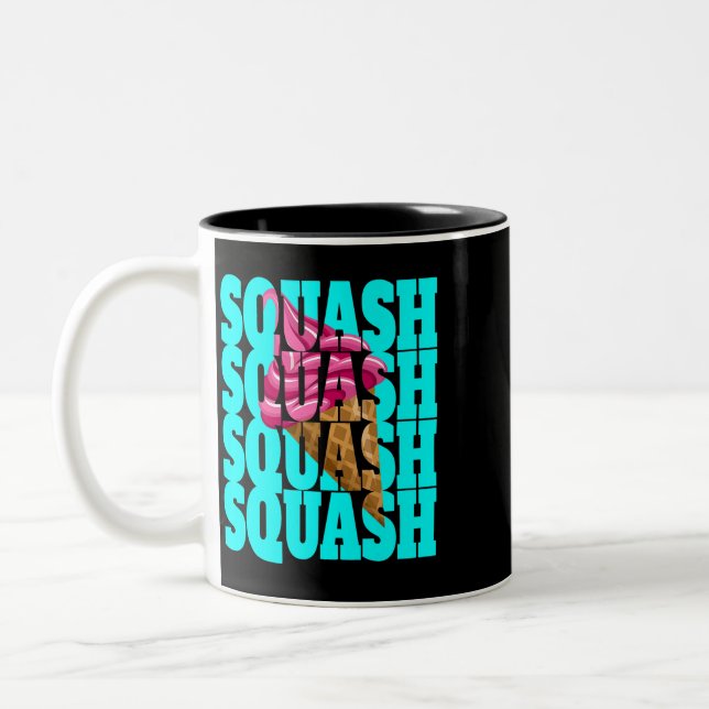 Squash saying soft ice cream motif squash trainer  Two-Tone coffee mug (Left)
