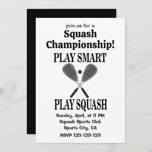 Squash Sports Player Team Play Squash Invitation