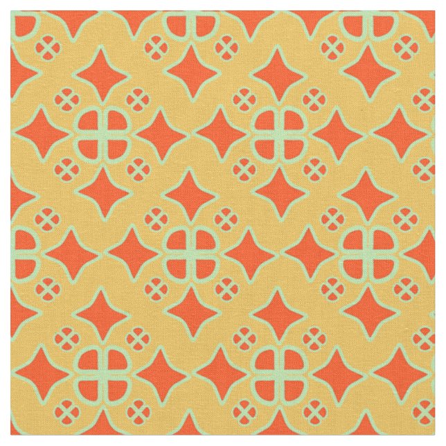 Squashed Diamond Quatrafoil repeat pattern fabric (Close Up)