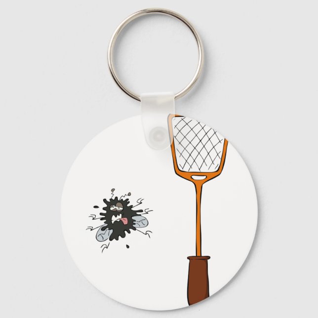 Squashed Fly and Fly Swatter Dead Bug Humor Key Ring (Front)