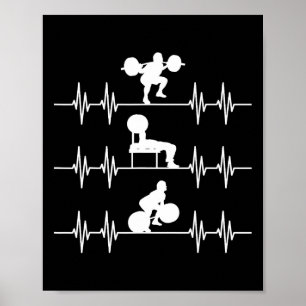 Squat Bench Deadlift Heartbeat Powerlifting  Poster